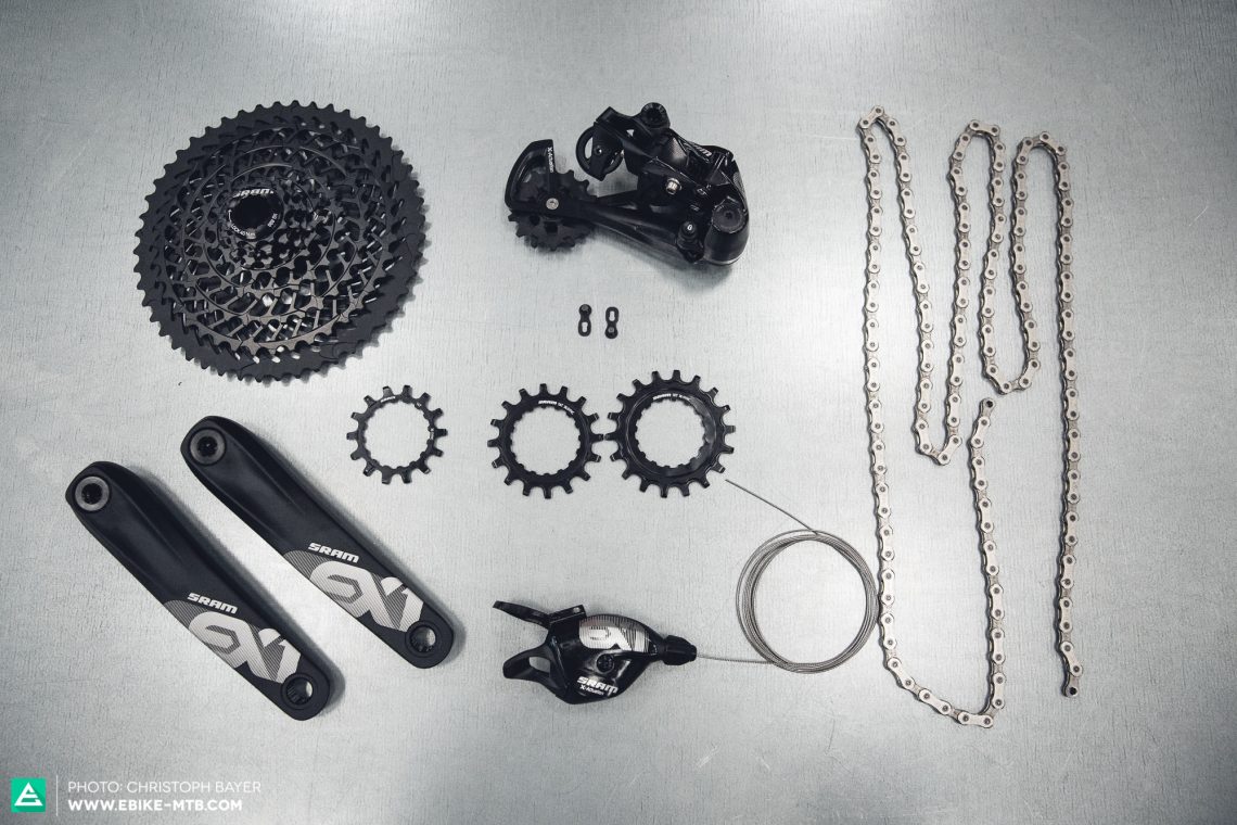 Objects of desire: the new SRAM EX1 drivetrain with an 11-48 gear ratio.