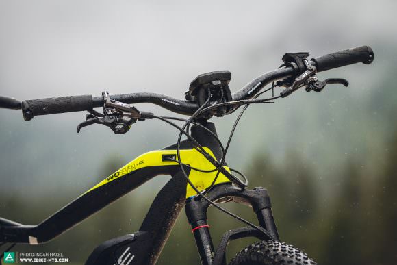 In order to protect the exposed display, Haibike have selected high rise bars and a stem that dips down.