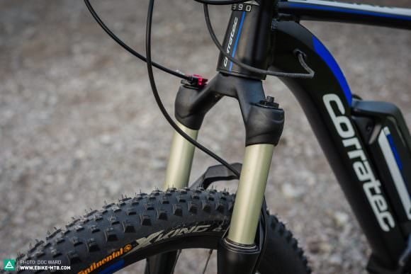 The Manitou fork is very basic and the Continental X-King tires make the bike more of a fire road cruiser than a potent off-road machine.