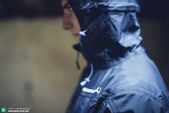 Fully taped seams ensure the jacket does not wick water, and silicone grips help when wearing a backpack.